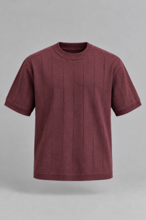 Merlot Ribbed Knit Tee