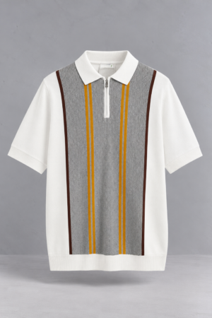 Striped Half-Zip Polo