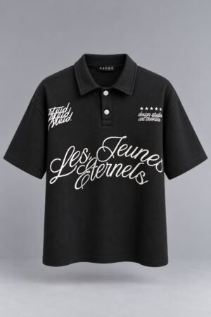 Black Graphic Polo T-Shirt